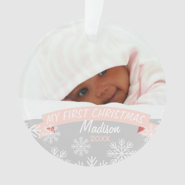 Ornement photo | Baby Girl First Christmas (devant)