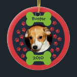 Ornement photo de chien os<br><div class="desc">Un adorable ornement photo pour votre animal ! Il comprend des empreintes de pattes de chiens et des os de chiens. Très amusant.</div>