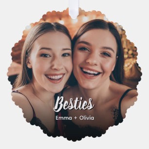 Ornement photo de meilleures amies BFF minimaliste