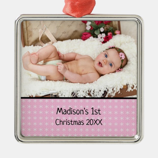 Ornement photo de Noël personnalisé pour bébé (Devant)