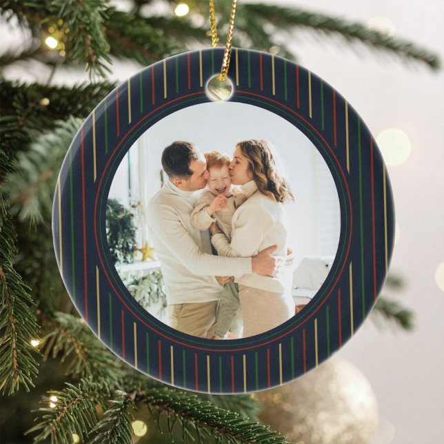 Ornement photo rayé de Noël (Créateur téléchargé)
