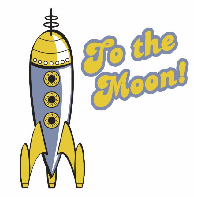 Ornement Photo Sculpture à la fusée spatiale lune rétro (Devant)