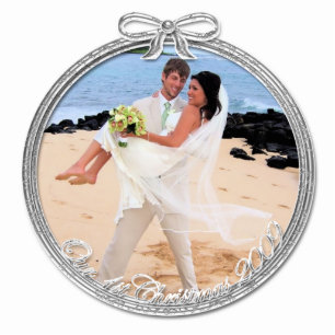 Ornement Photo Sculpture Argent Notre premier ornement de Noël