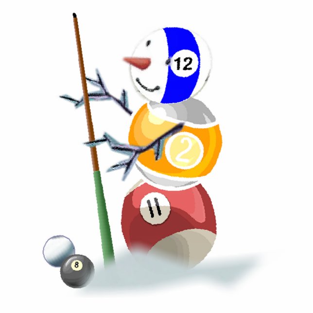 Ornement Photo Sculpture Billard boule bonhomme de neige ornement de Noël (Devant)