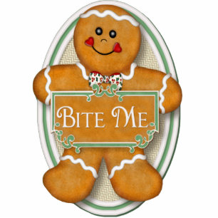 Ornement Photo Sculpture Bite Me Gingerbread Homme - Ornement ovale