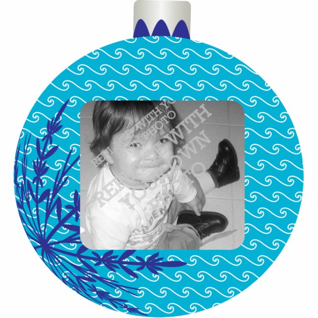 Ornement Photo Sculpture Cadre rouge de boule de Noël (Devant)