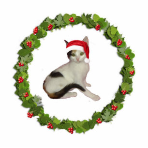Ornement Photo Sculpture Cat de Calico Wreath