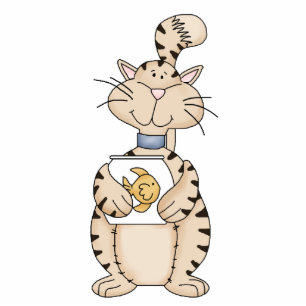 Ornement Photo Sculpture Chat Kitty avec ornement de poisson d'or