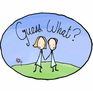 Ornement Photo Sculpture Couple Lesbienne mignonne Devinez quoi