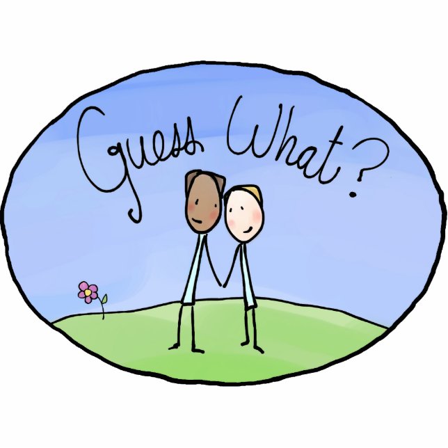 Ornement Photo Sculpture Cute Gay Couple Devinez Quoi (Devant)