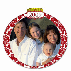 Ornement Photo Sculpture Damask 2009 Family Photo Ornament de Noël