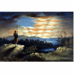 Ornement Photo Sculpture Drapeau céleste américain dans le ciel, Guerre civ<br><div class="desc">La fumée de la bataille s'était dissipée, laissant derrière elle un paysage marqué par des conflits. Pourtant, alors que le soleil commençait à se lever, projetant ses rayons d'or sur le terrain déchiré par la guerre, un autre type de beauté émergait. Les Zouaves, fatigués de l'épreuve du jour, trouvèrent du...</div>