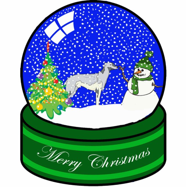 Ornement Photo Sculpture globe de neige de lévrier (Devant)