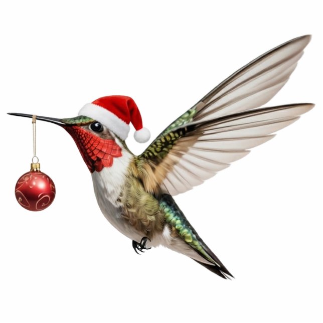 Ornement Photo Sculpture Hummingbird Christmas Ornament red tree decoration (Devant)