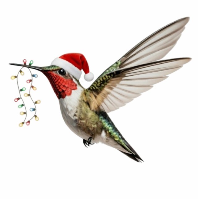 Ornement Photo Sculpture Hummingbird & Fairy Lights Bird Christmas Ornament (Devant)