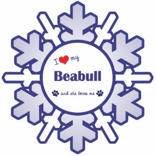 Ornement Photo Sculpture J'aime mon Beabull (le chien femelle)