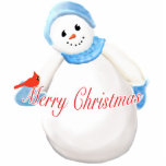 Ornement Photo Sculpture Jolie fille de neige Joyeux ornement de Noël<br><div class="desc">Petit bonhomme de neige mignon avec un cardinal rouge vif perché sur sa mignonne bleue floue est un adorable ornement de Noël de garde. Le casquette bleu flou et le foulard. nez de carotte et grand sourire ajoutent des sentiments de vacances joyeuses à ce bonhomme de neige. Vous pouvez également...</div>