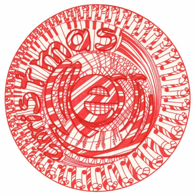 Ornement Photo Sculpture Joyeux sucres de canne à boules de Noël, ornement (Devant)