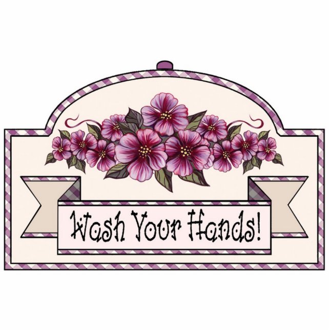 Ornement Photo Sculpture "Lavez-vous les mains !" - Signe décoratif - 41 (Devant)