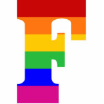 Ornement Photo Sculpture LETTRE arc-en-ciel F<br><div class="desc">Une simple lettre de l'alphabet en bandes arc-en-ciel. Un cadeau parfait pour toute personne ayant le F initial</div>