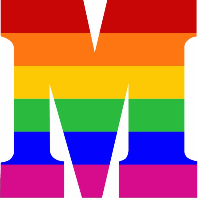 Ornement Photo Sculpture Lettre M d'arc-en-ciel (Devant)