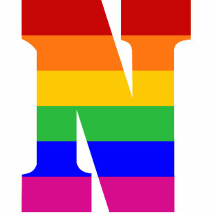 Ornement Photo Sculpture Lettre N d'arc-en-ciel