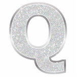 Ornement Photo Sculpture Lettre Q<br><div class="desc">Ornement de parties scintillant en faux argent</div>