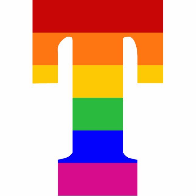 Ornement Photo Sculpture Lettre T d'arc-en-ciel (Devant)