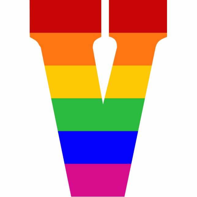 Ornement Photo Sculpture Lettre V d'arc-en-ciel (Devant)