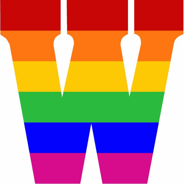 Ornement Photo Sculpture Lettre W d'arc-en-ciel (Devant)