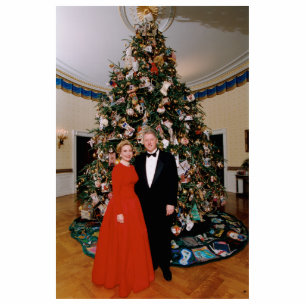Ornement Photo Sculpture Noël du président américain Bill Clinton et Hillar