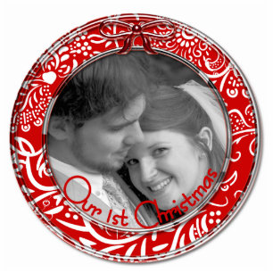 Ornement Photo Sculpture Notre premier ornement de Noël ROUGE