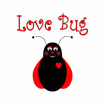 Ornement Photo Sculpture Ornament de Ladybug de Bug Lote<br><div class="desc">Mignonne coccinelle souriante aux paupières rouges et noires de polkadot. Dit "Amour Bug". Idéal pour les enfants et les amateurs de coccinelle !</div>