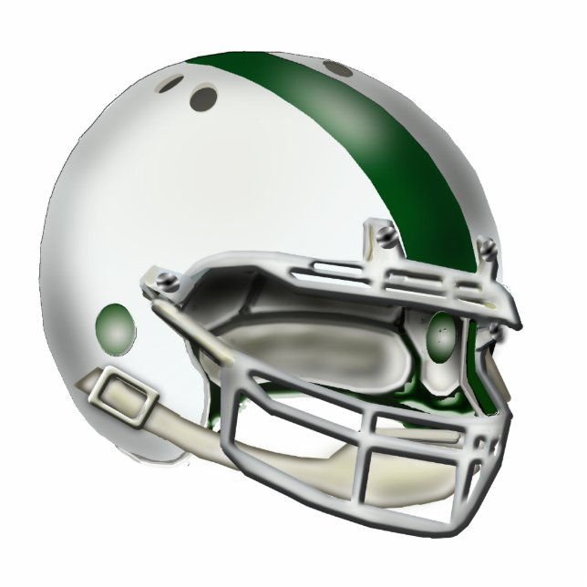 Ornement Photo Sculpture Ornement blanc et vert de casque de football (Devant)