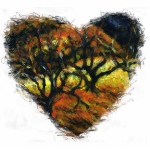 Ornement Photo Sculpture Ornement cardiaque d'automne avec arbres