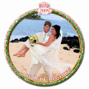 Ornement Photo Sculpture Ornement de Noël mariage Notre 1er Noël
