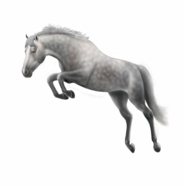 Ornement Photo Sculpture Ornement gris sautant de vacances de cheval (Devant)