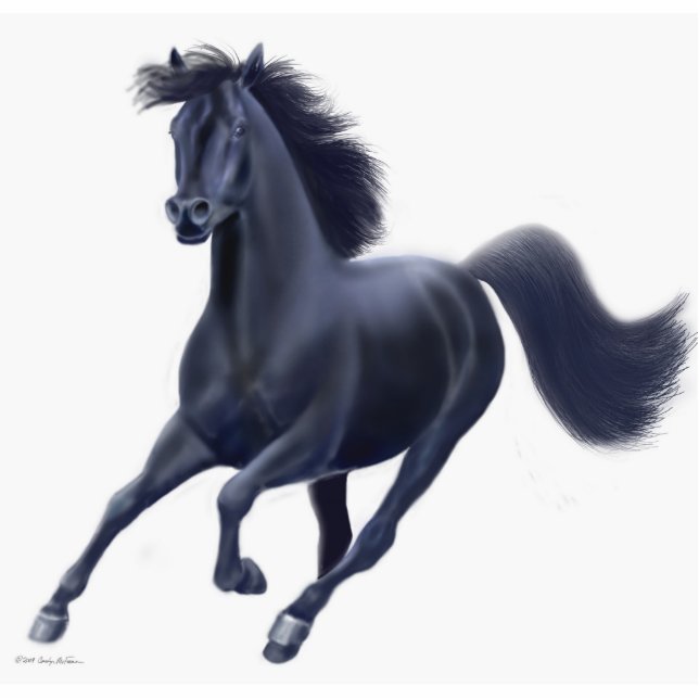 Ornement Photo Sculpture Ornement noir galopant de vacances de pur sang (Devant)