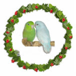 Ornement Photo Sculpture Perrotlet - fil de Noël<br><div class="desc">Cet ornement de Noël comporte une paire de parrotlets à l'intérieur d'une couronne de Noël</div>