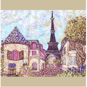 Ornement Photo Sculpture Pointillisme inspiré de Paris Ornement Tour Eiffel