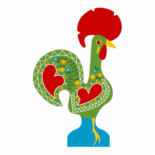 Ornement Photo Sculpture Rooster portugais de la chance en vert (Devant)
