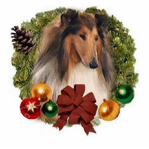 Ornement Photo Sculpture Rough Collie Cadeaux de Noël