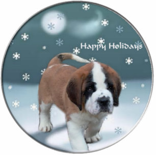 Ornement Photo Sculpture Saint Bernard Puppy Cadeaux de Noël