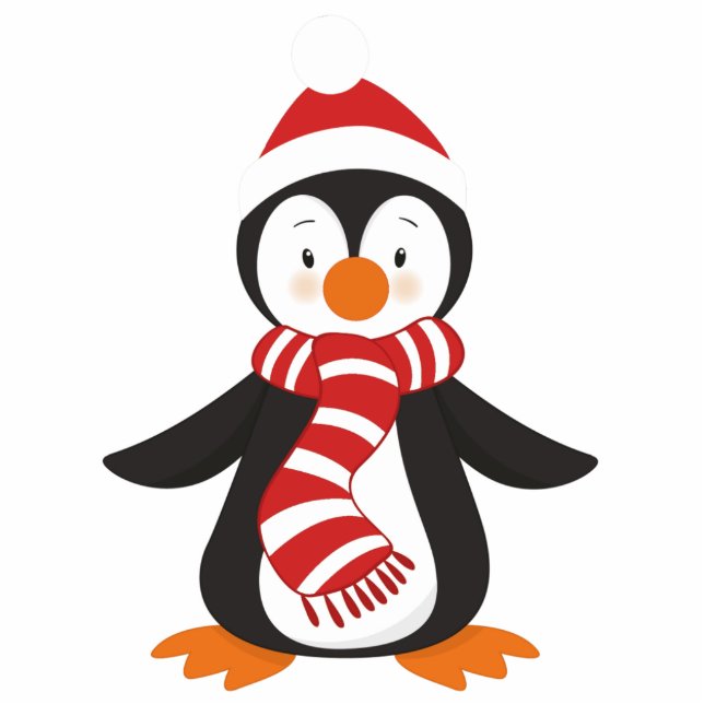 Ornement Photo Sculpture Sculpture mignonne en ornement de Noël de pingouin (Devant)