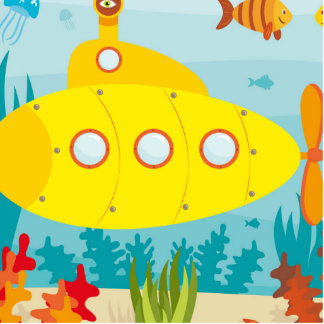 Ornement Photo Sculpture Sous-marin jaune de bande dessinée