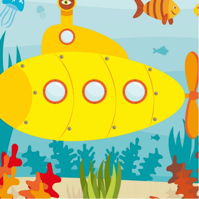 Ornement Photo Sculpture Sous-marin jaune de bande dessinée (Devant)