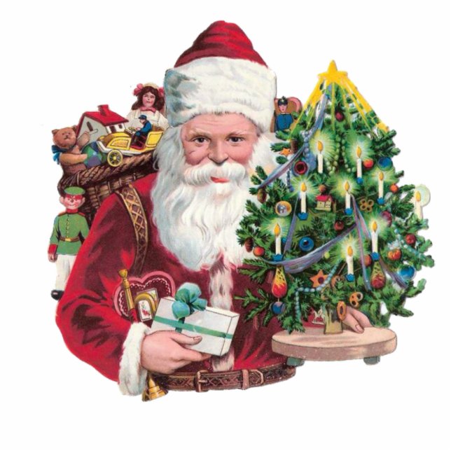 Ornement Photo Sculpture Vintage Père Noël (Devant)