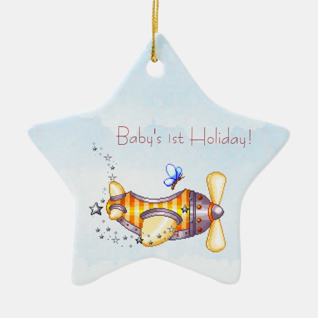 Ornement plat des ?ères vacances du bébé (Devant)