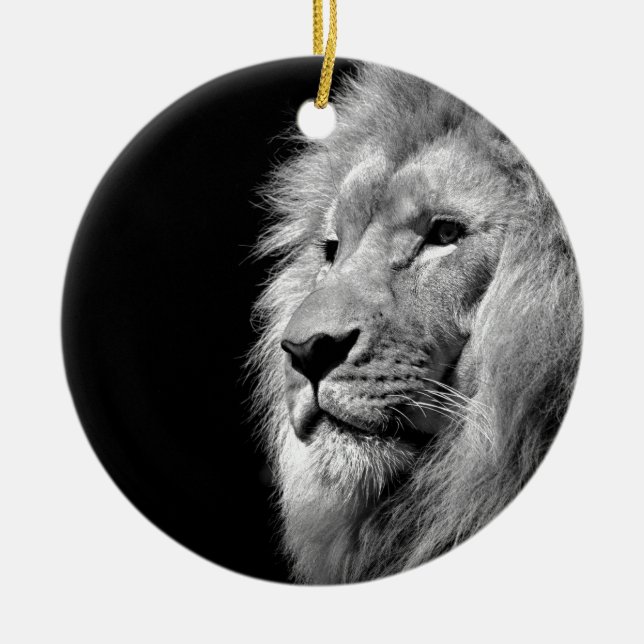 Ornement Portrait de Lion noir blanc - Photographie d'anima (Devant)