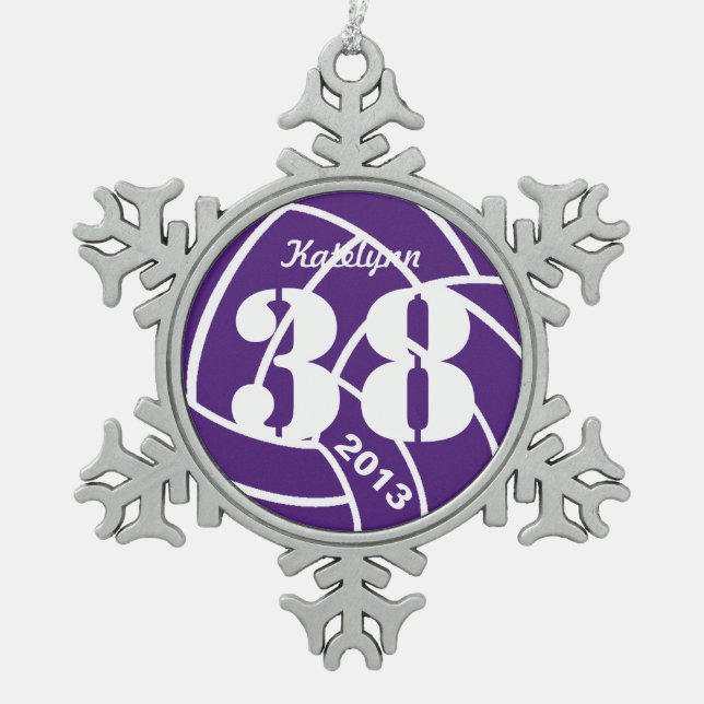 Ornement pourpre de volleyball de monogramme (Devant)